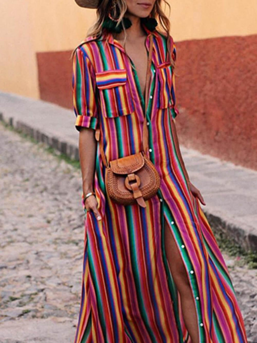 Nancy | Gonna maxi in stampa a righe estive casual