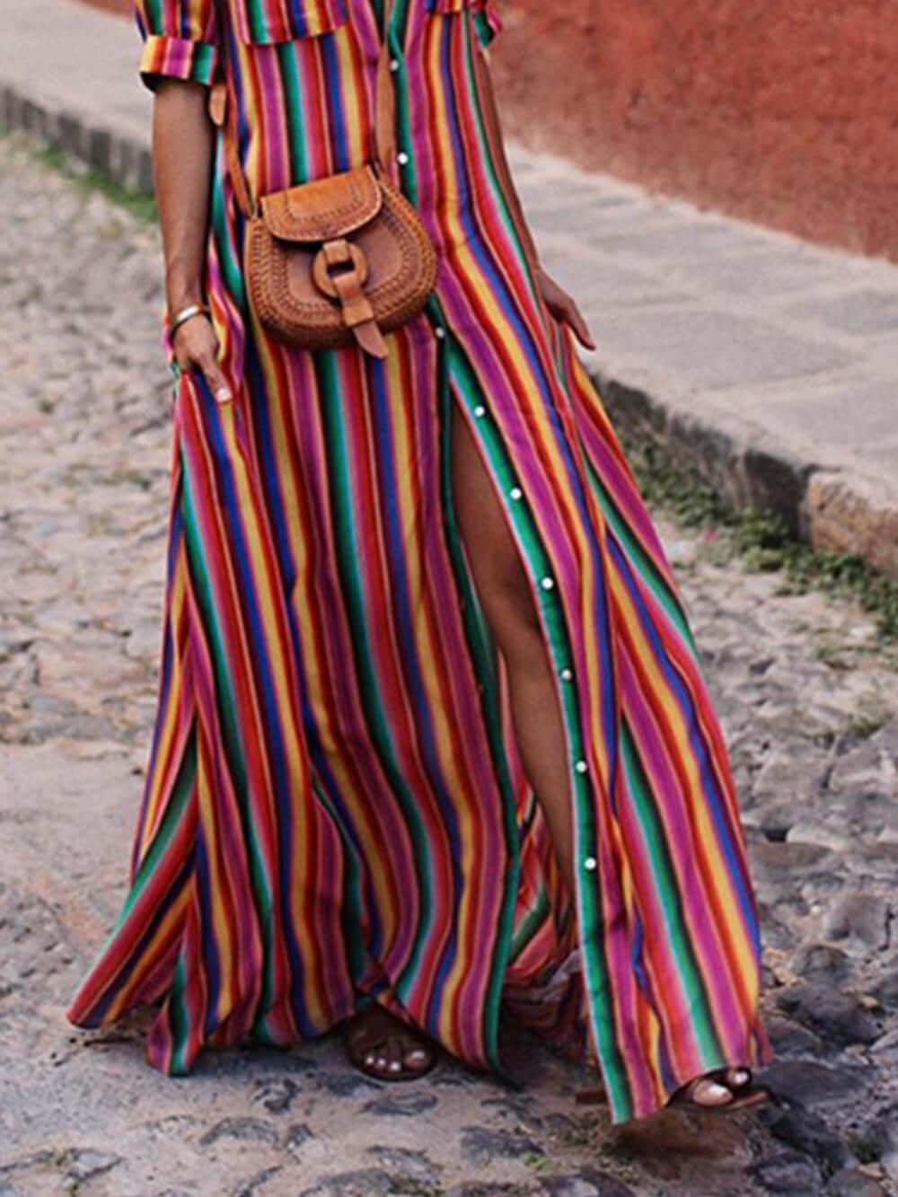 Nancy | Gonna maxi in stampa a righe estive casual