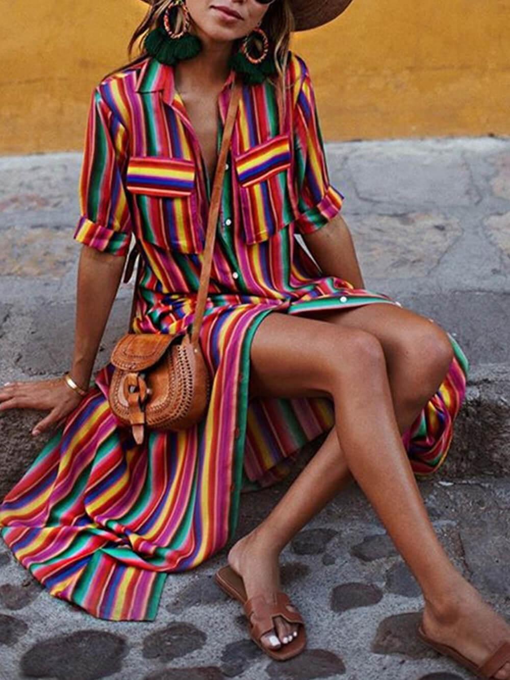 Nancy | Gonna maxi in stampa a righe estive casual