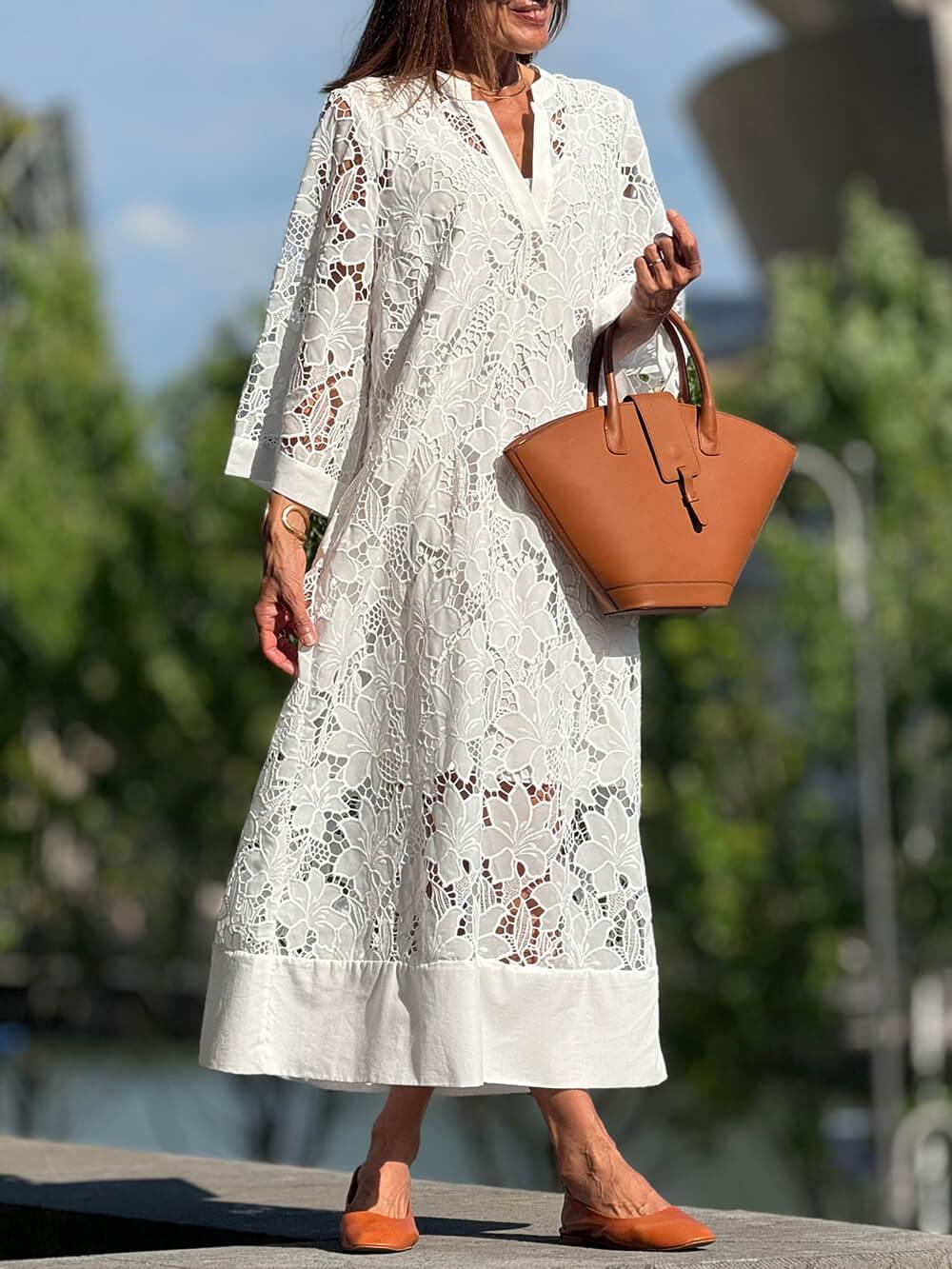 Willow | Abito Midi V-Neck Fiori Glamour da Spiaggia