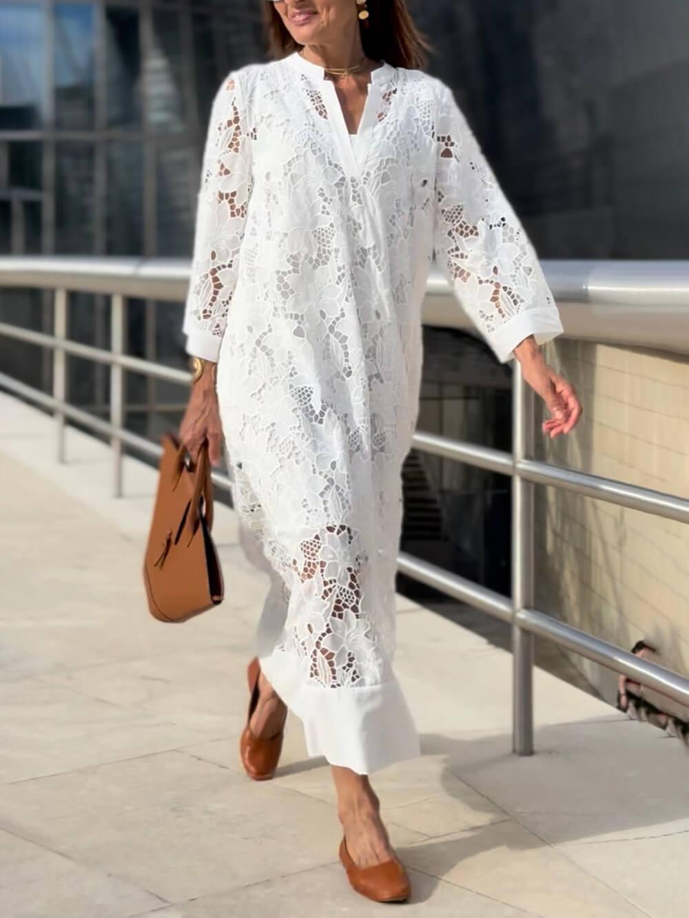 Willow | Abito Midi V-Neck Fiori Glamour da Spiaggia