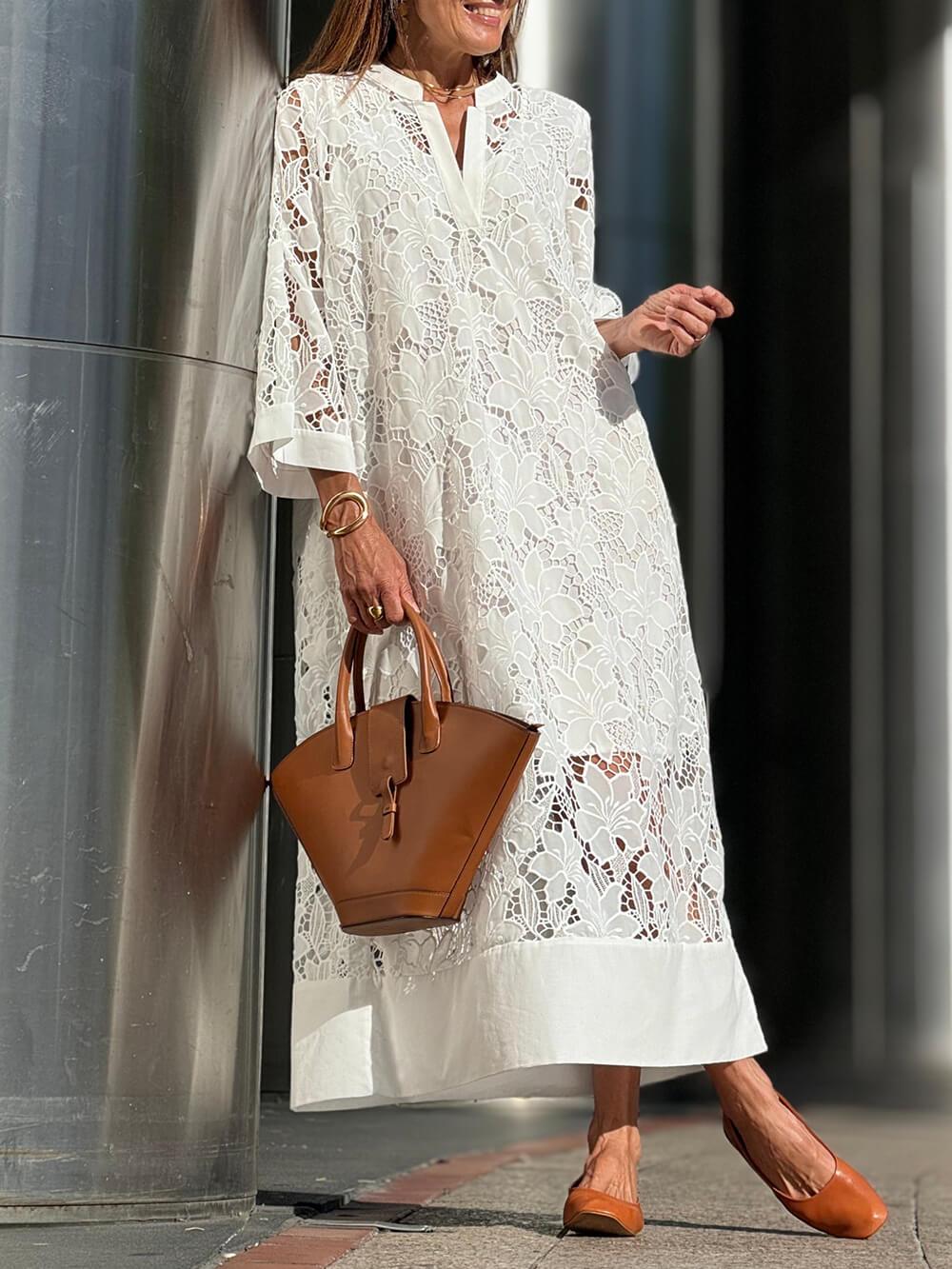 Willow | Abito Midi V-Neck Fiori Glamour da Spiaggia