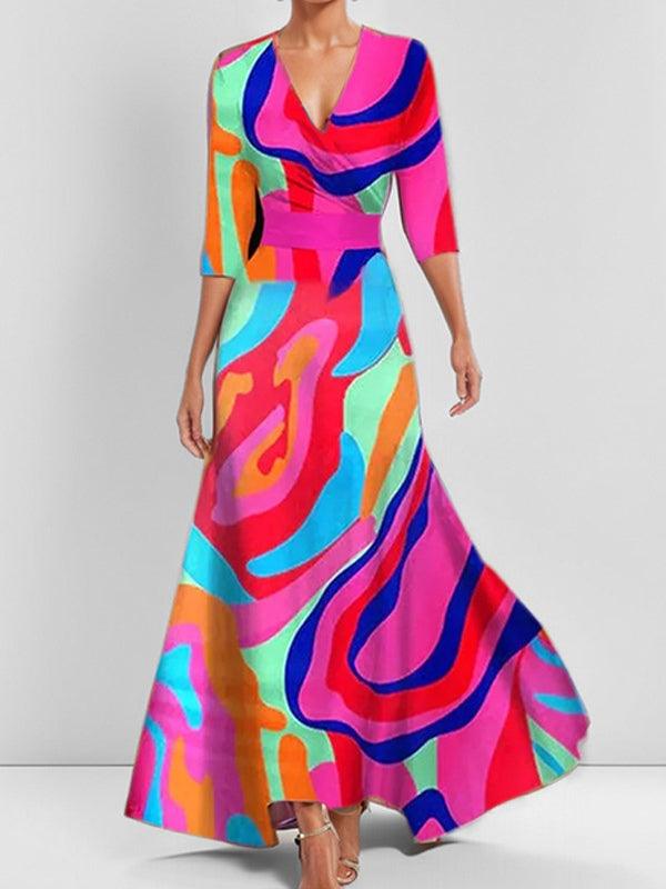 Lea | Completo Elegante Maxi Abito Midi Glamour Bordo Mare