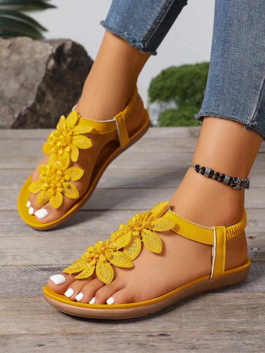 Florea | Sandali Ortopedici con Fiori Applicati