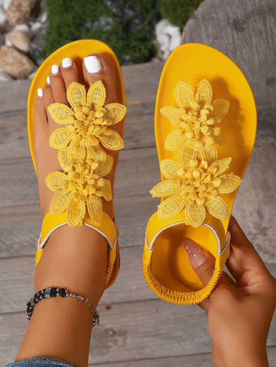 Florea | Sandali Ortopedici con Fiori Applicati