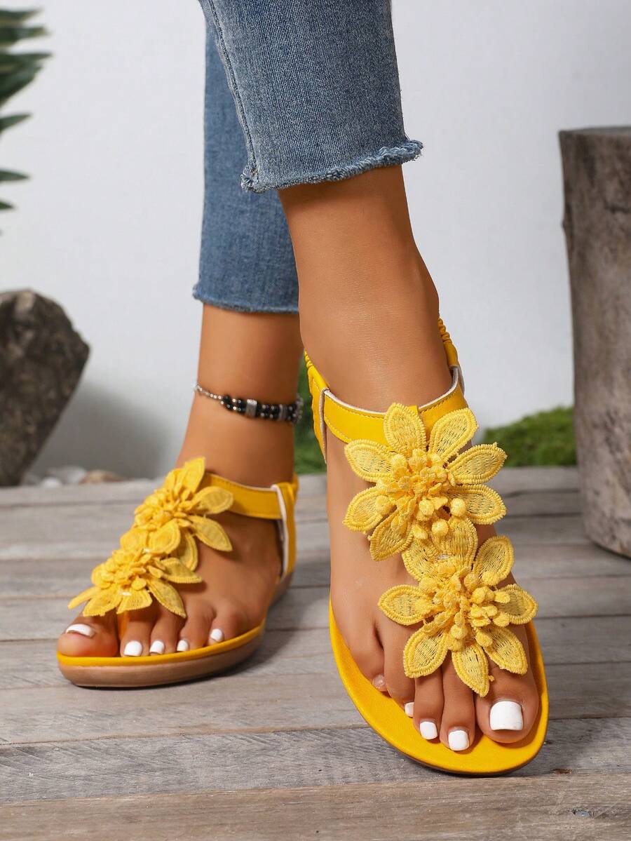 Florea | Sandali Ortopedici con Fiori Applicati