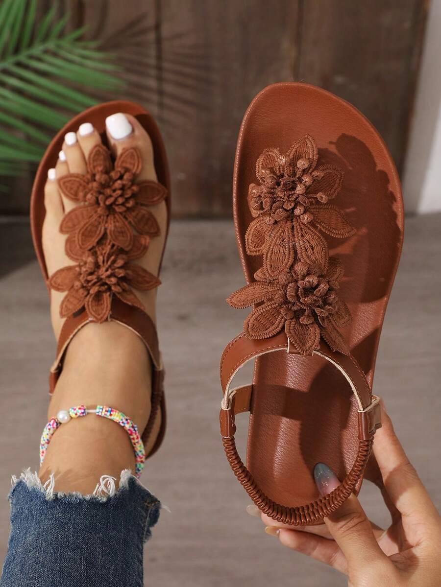 Florea | Sandali Ortopedici con Fiori Applicati