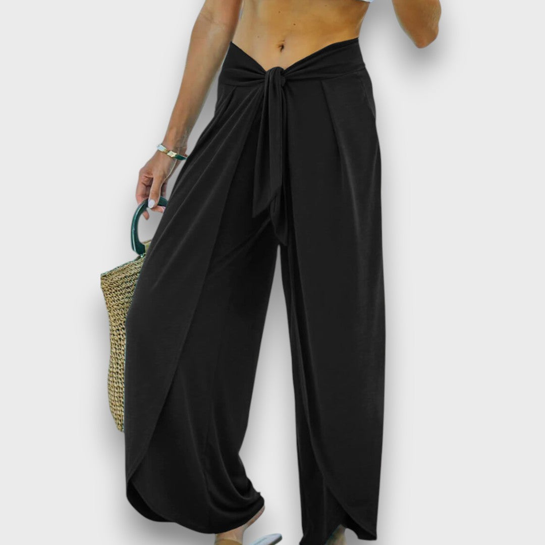 Narella – Pantaloni estivi con effetto incrociato e cintura da annodare