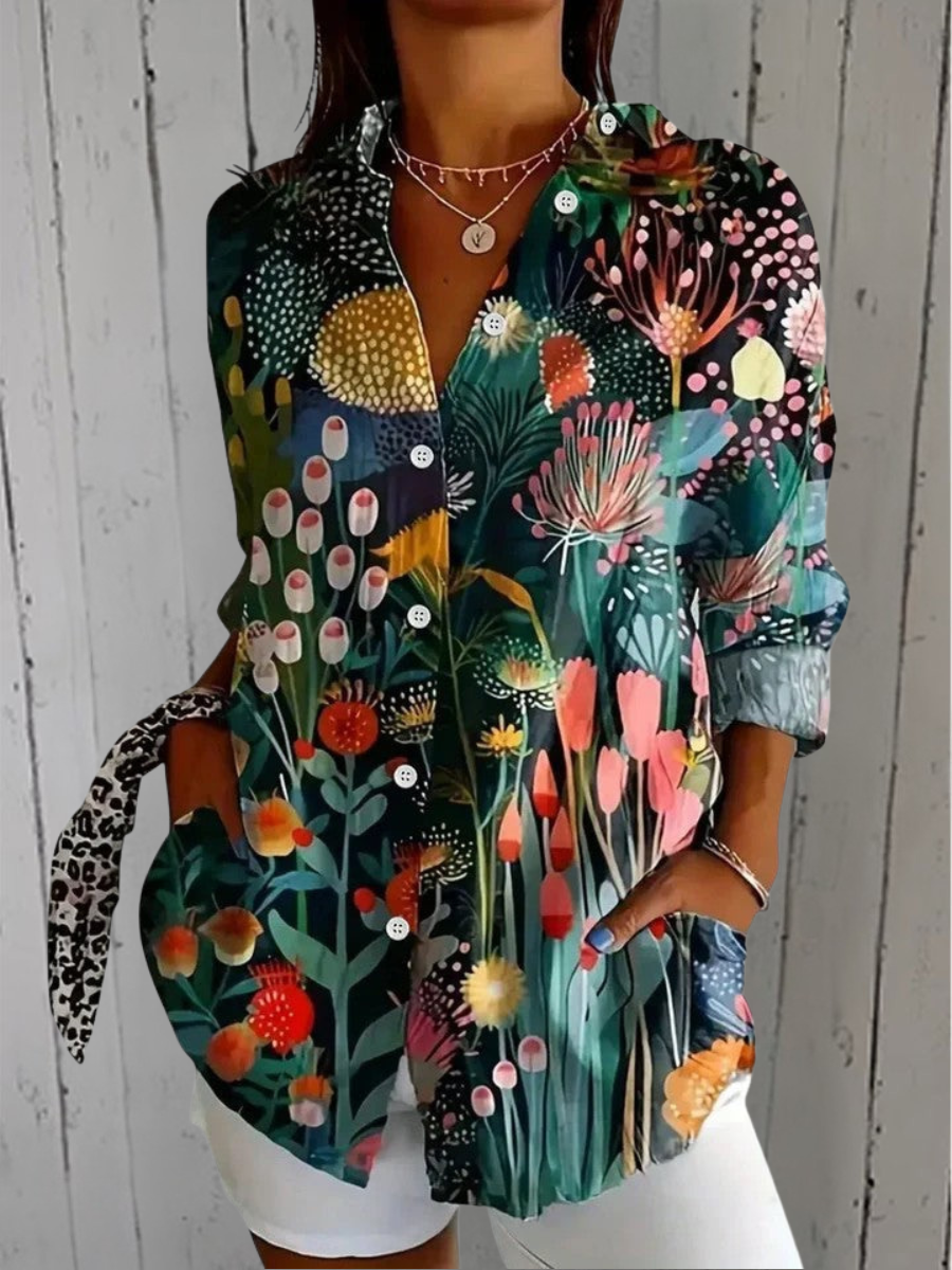 Concetta | Camicia artistica dai colori vivaci con bottoni