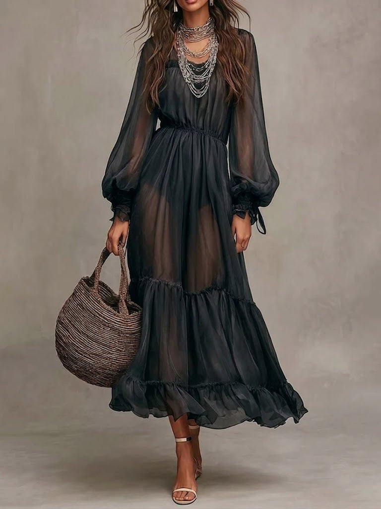 Gerda | Abito Midi Elegante con Collo a V