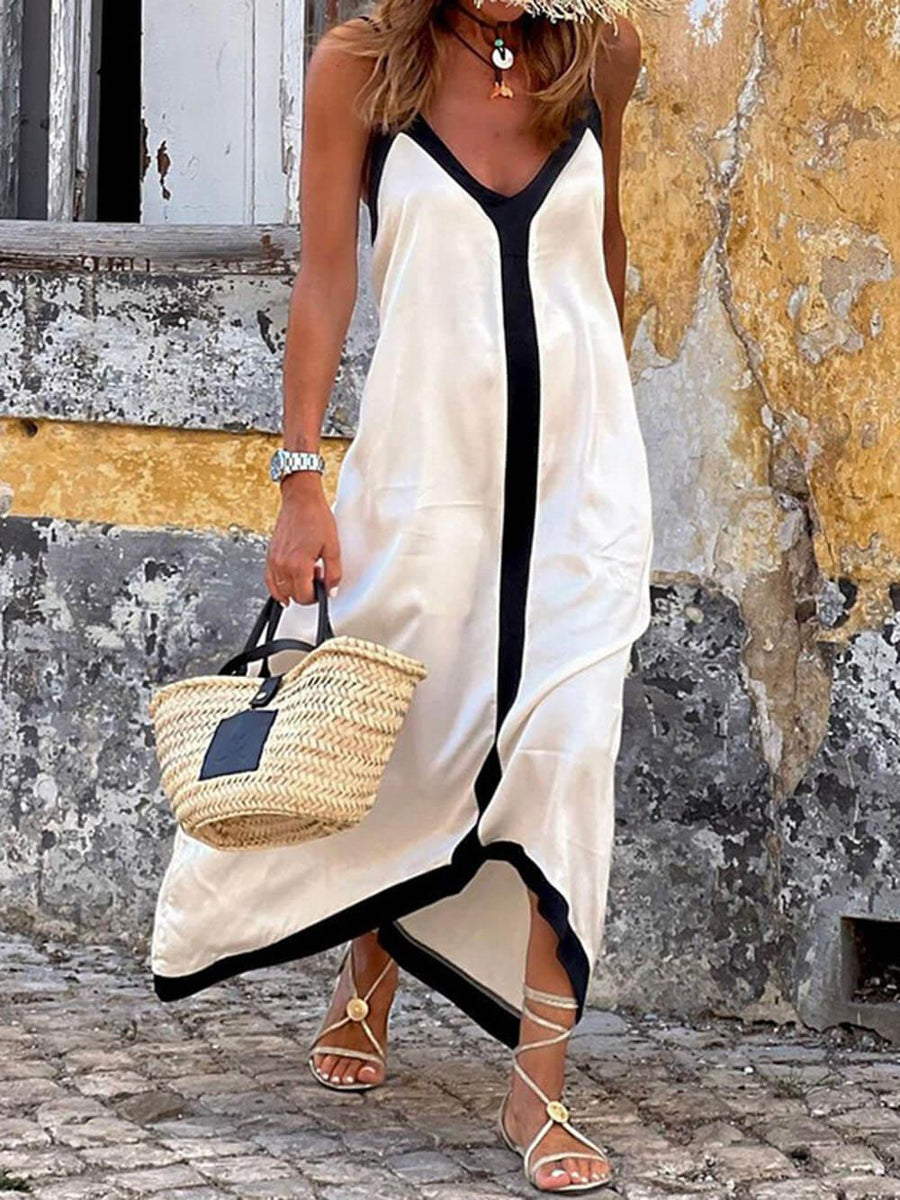 Silvana | Abito Midi a Blocchi di Colore