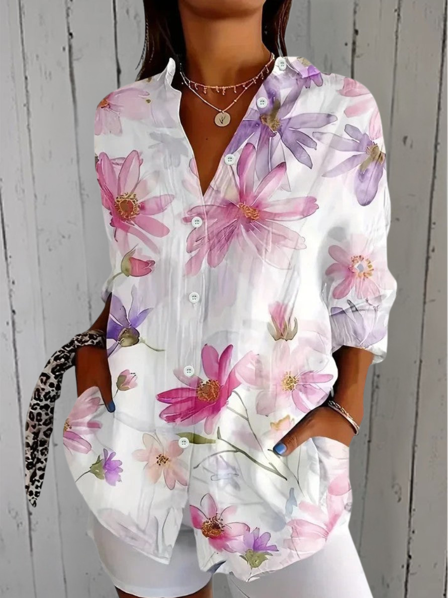 Renata | Camicia artistica dai colori vivaci con bottoni