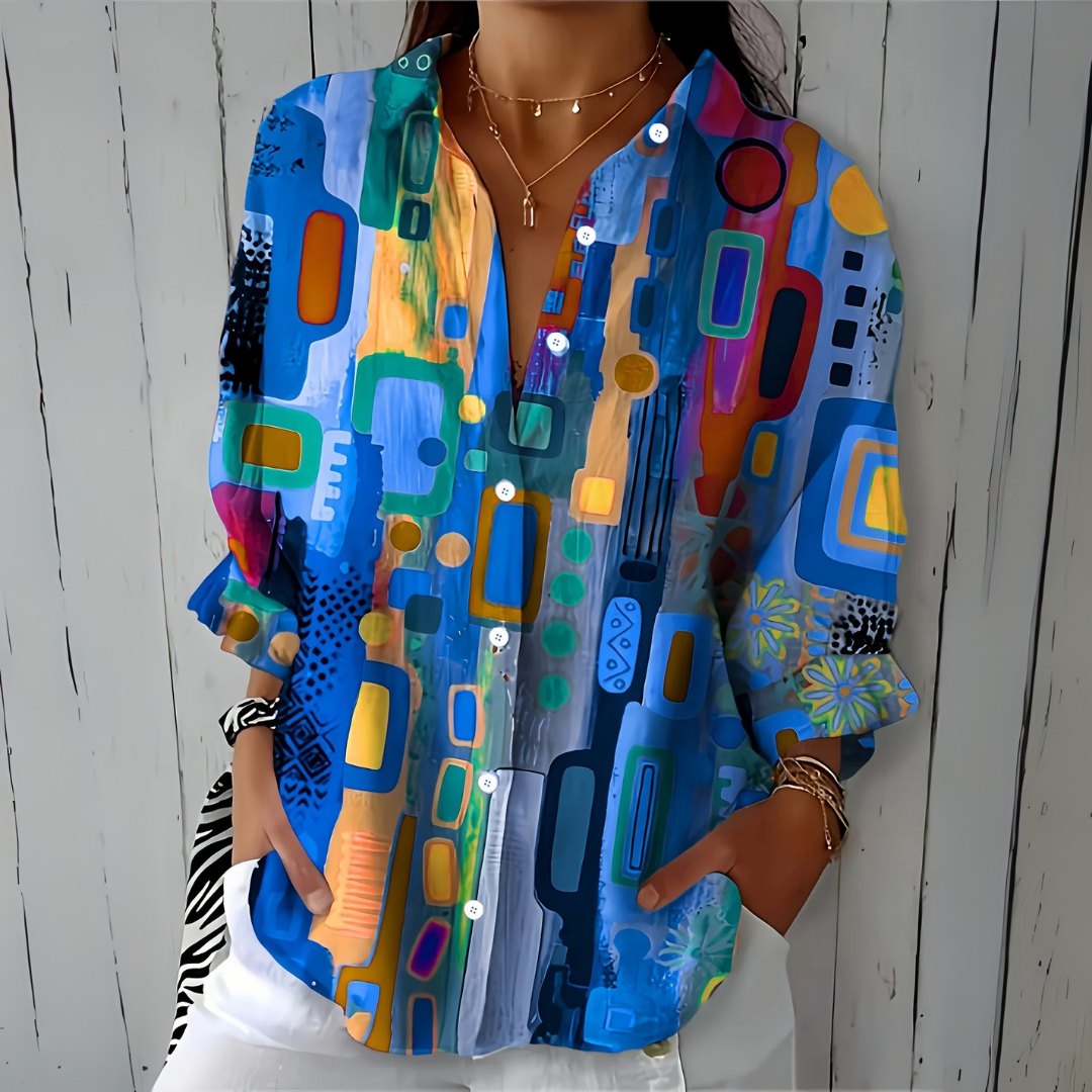 Bruna | Camicia artistica dai colori vivaci con bottoni