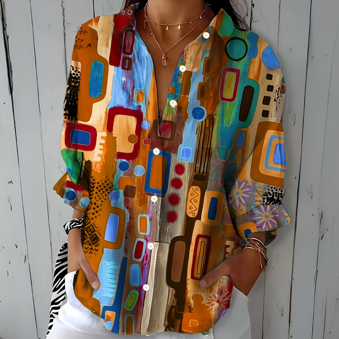 Bruna | Camicia artistica dai colori vivaci con bottoni