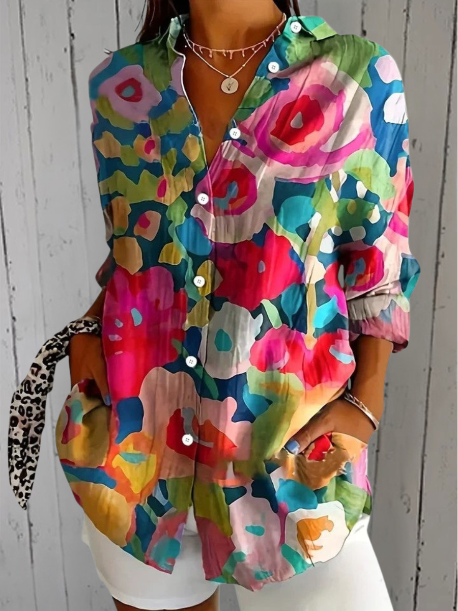 Piera | Camicia artistica dai colori vivaci con bottoni