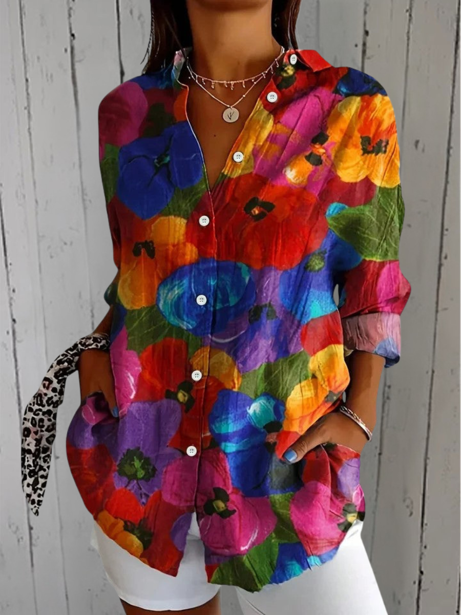 Graziella | Camicia artistica dai colori vivaci con bottoni