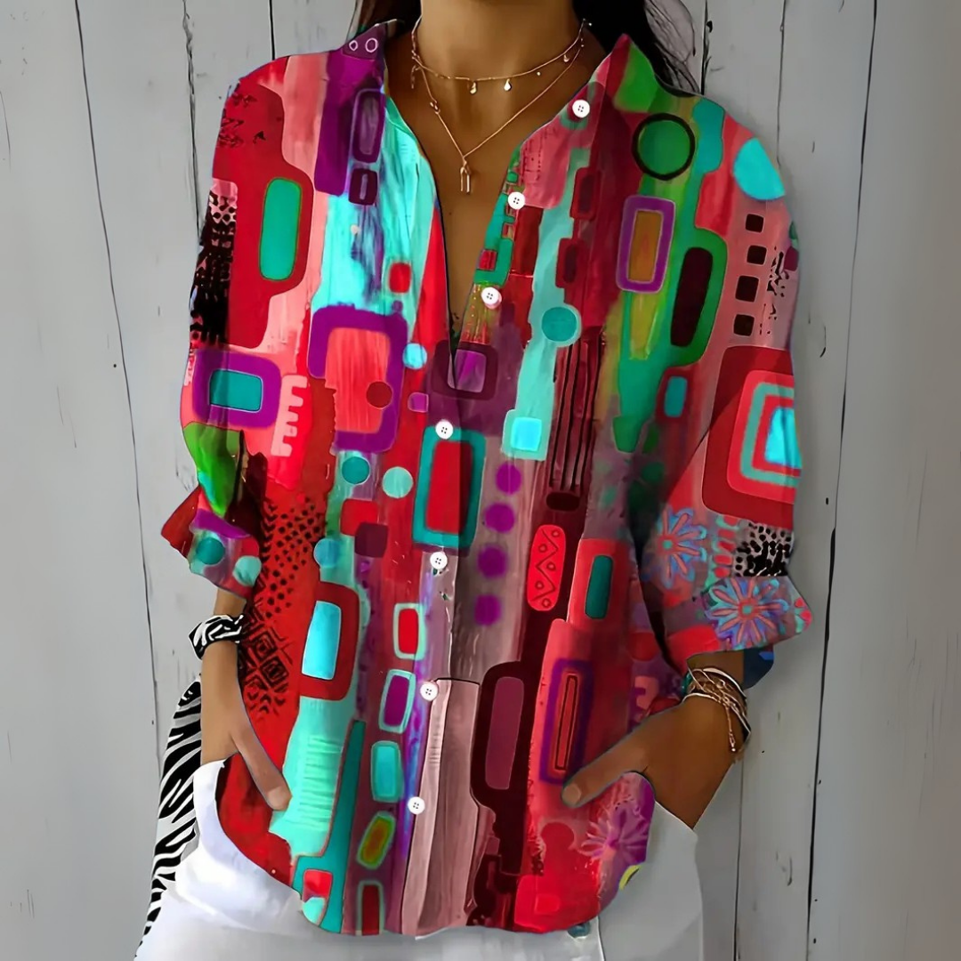 Bruna | Camicia artistica dai colori vivaci con bottoni