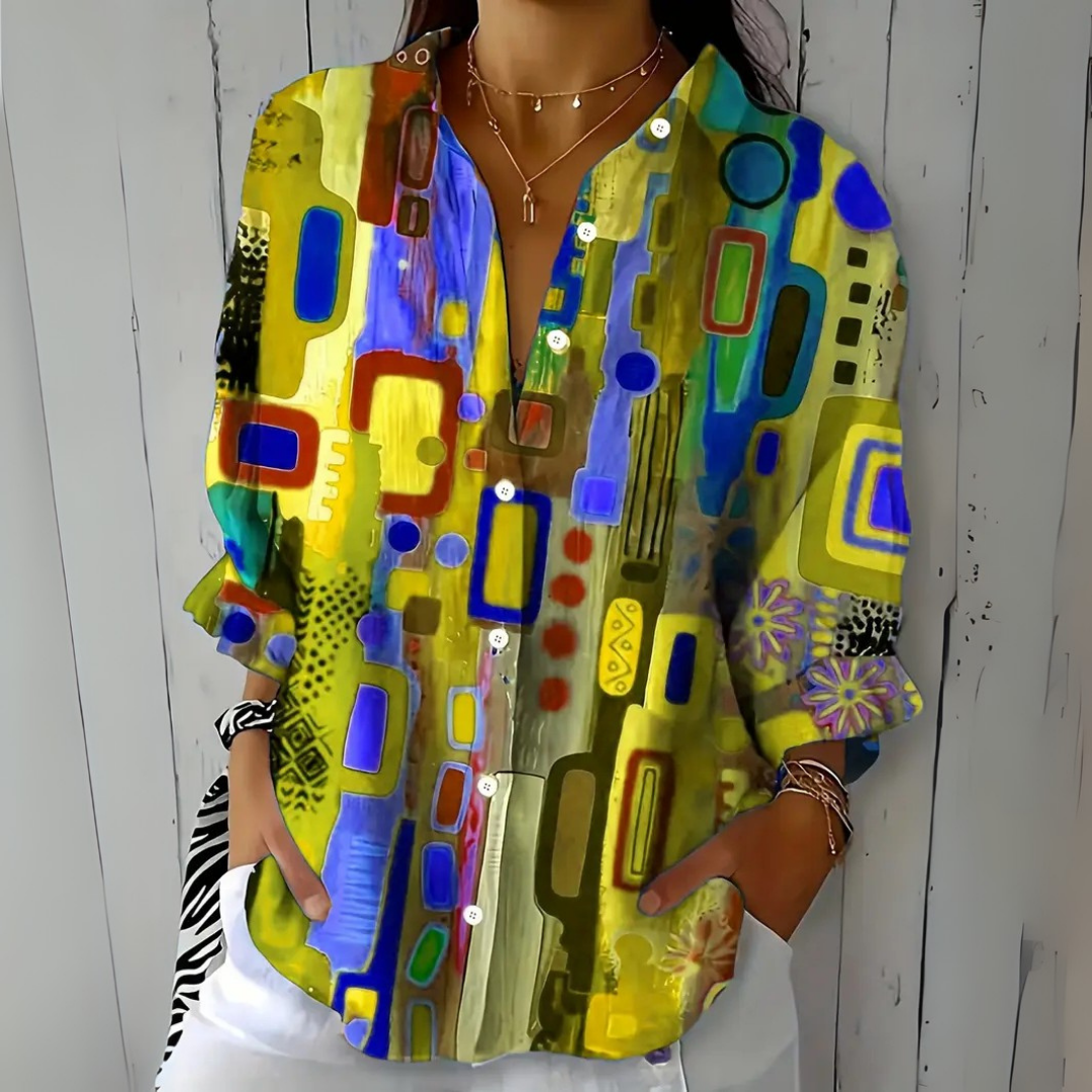 Bruna | Camicia artistica dai colori vivaci con bottoni