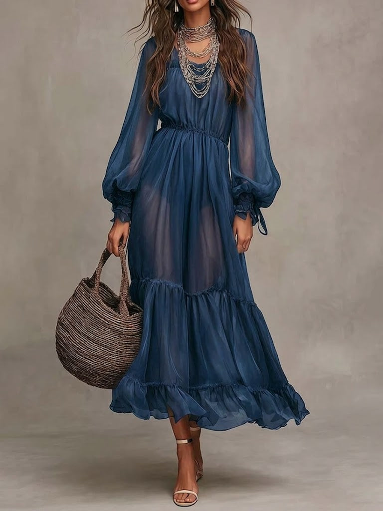 Gerda | Abito Midi Elegante con Collo a V