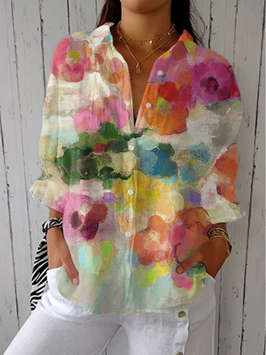 Angela | Camicia con fantasia ad acquerello
