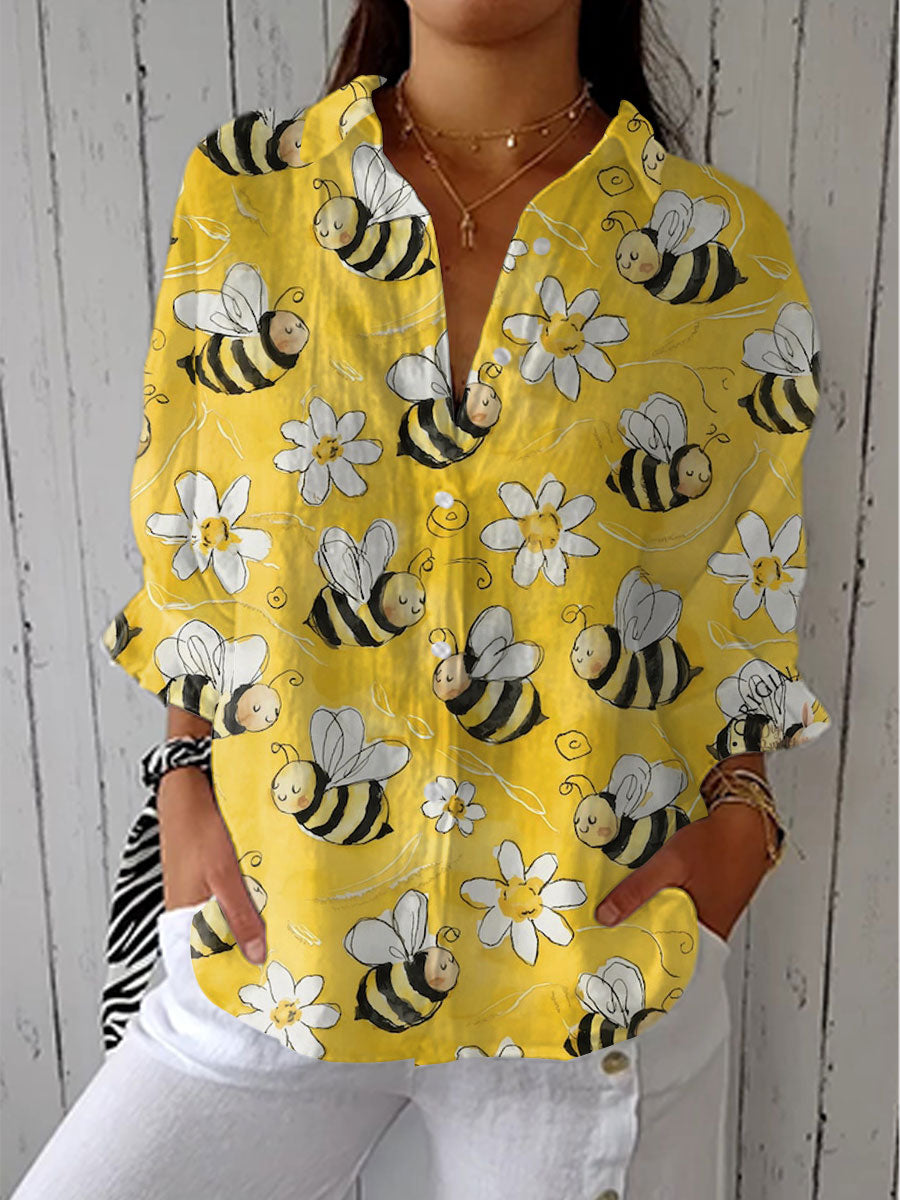 Beatrice | Camicia floreale con api