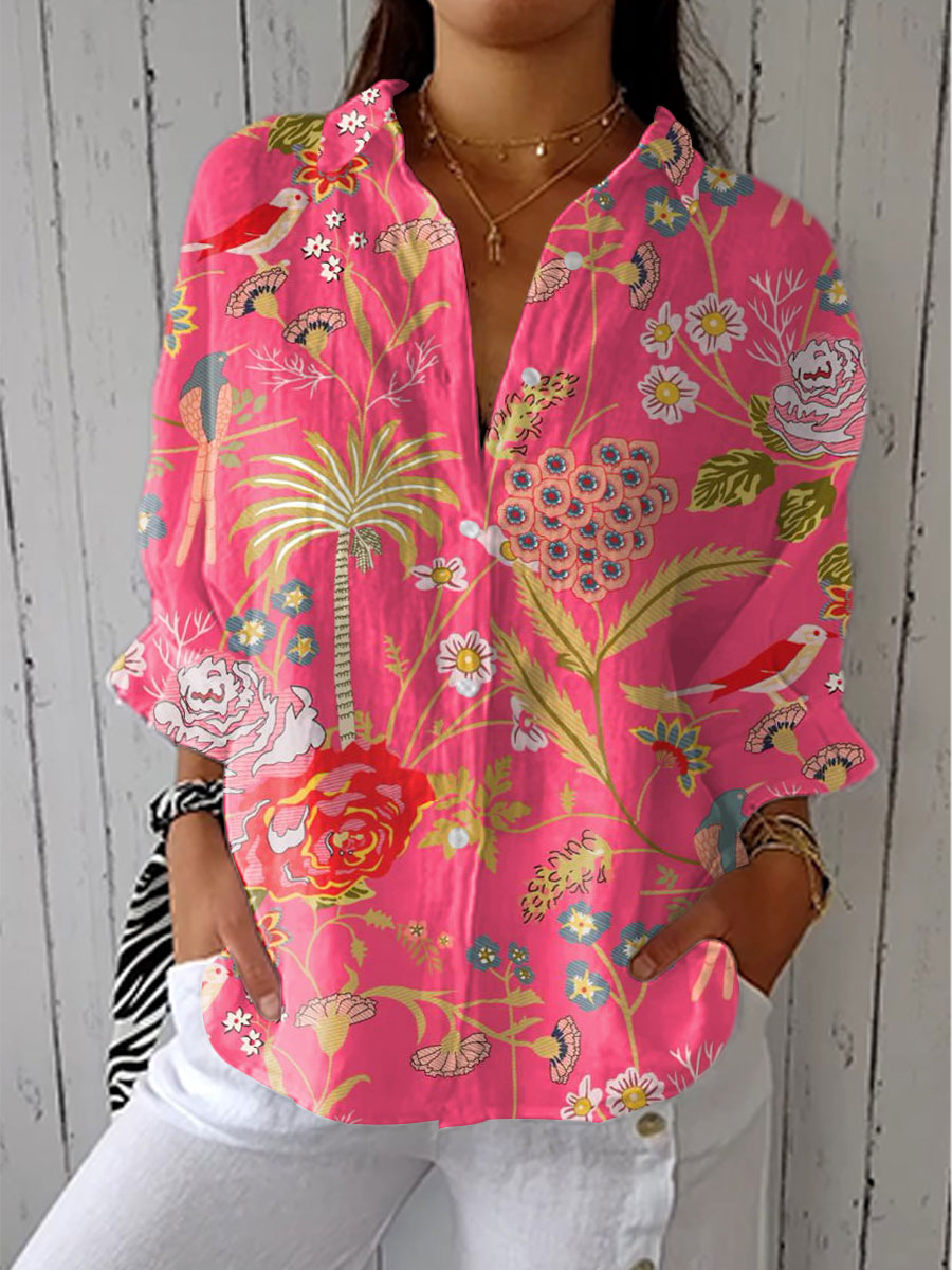 Rita | Camicia con fiori tropicali