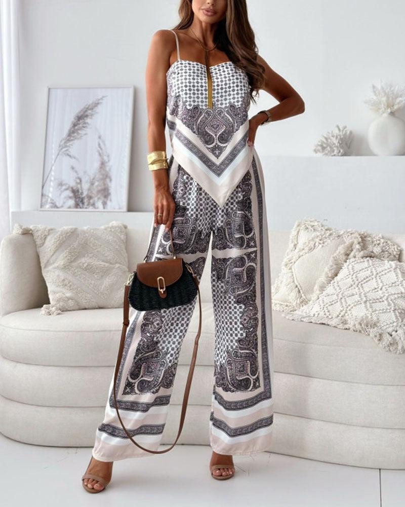 Helen | Set di due pezzi elegante con top a lacci e pantaloni pronti per le vacanze