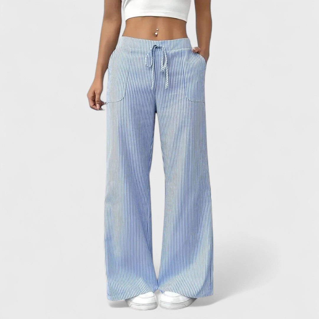 Dominique - Comodi pantaloni larghi con dettagli eleganti