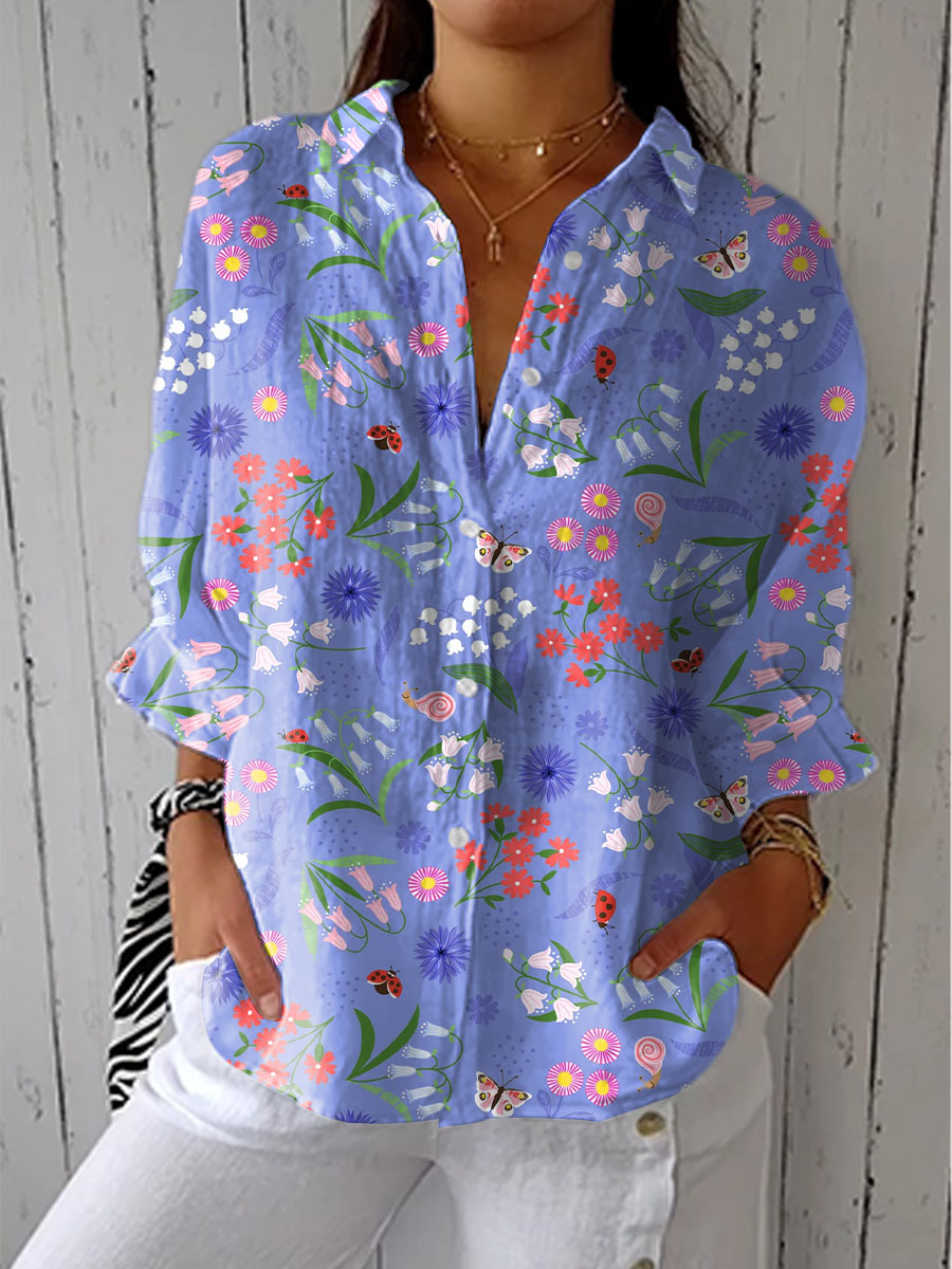 Teresa | Camicia con fantasia di prato fiorito