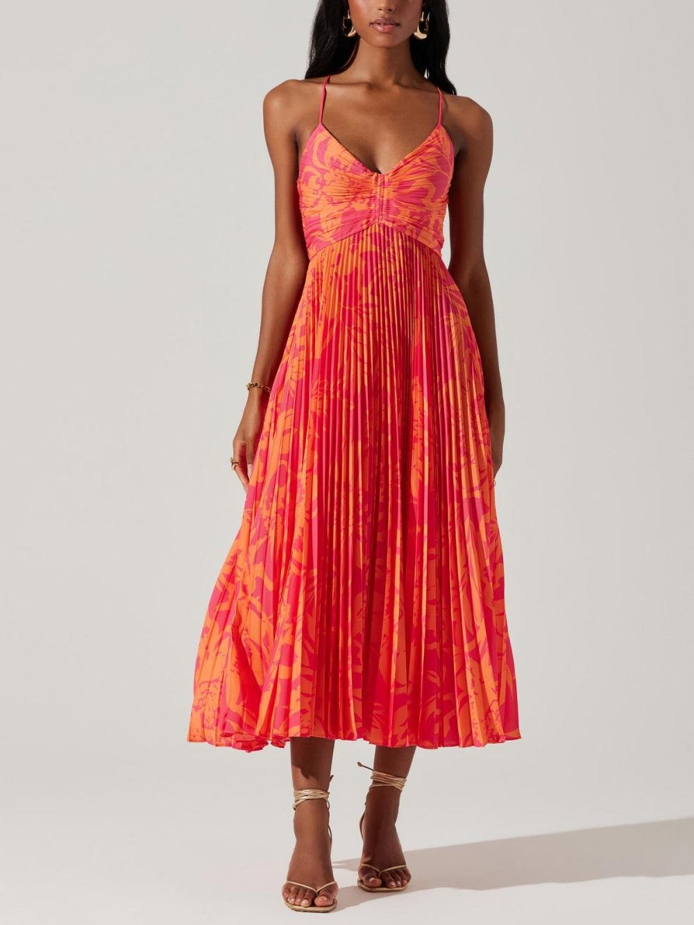 Heather | Abito Midi Plissettato Elegante Stampa Floreale Chic Costiero