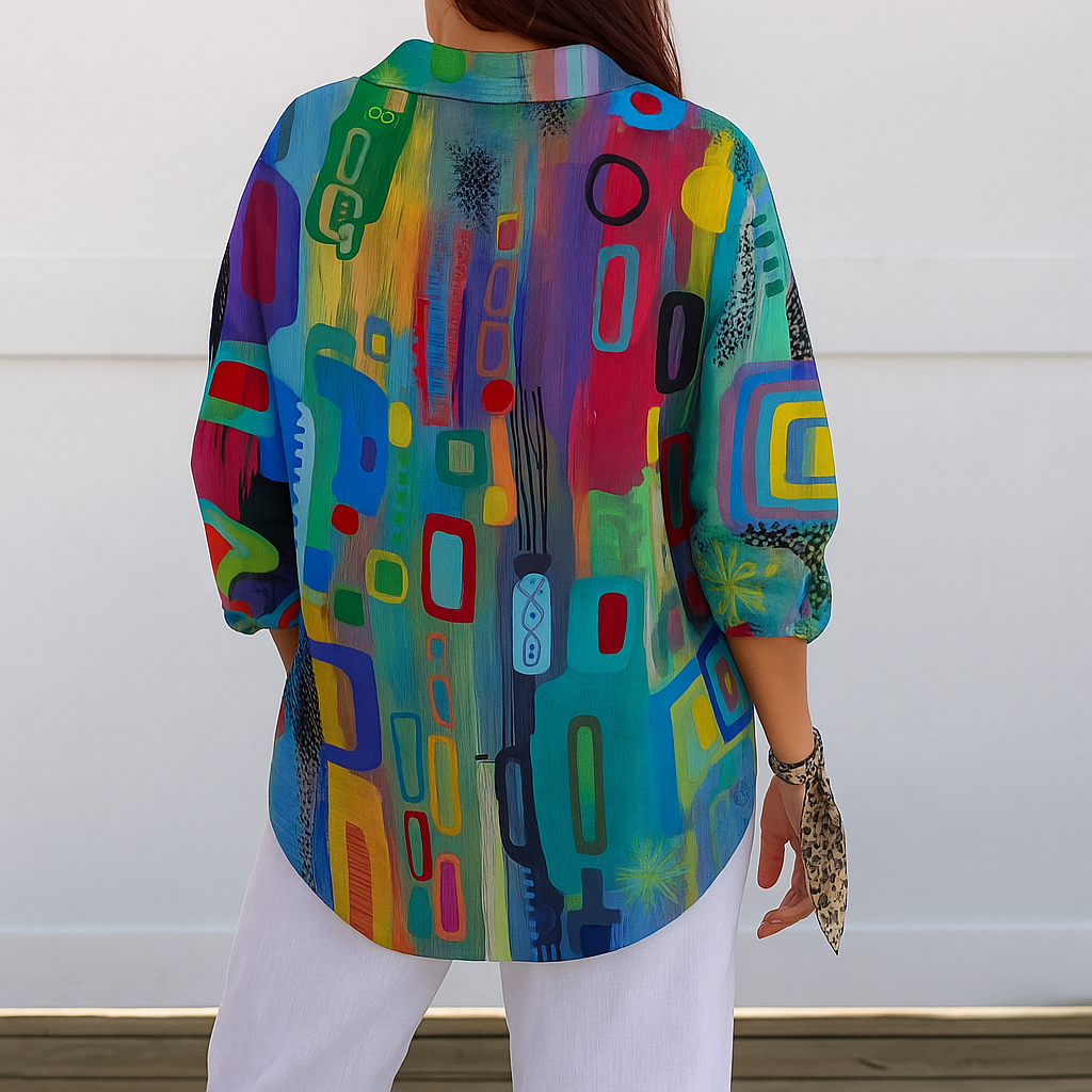 Bruna | Camicia artistica dai colori vivaci con bottoni