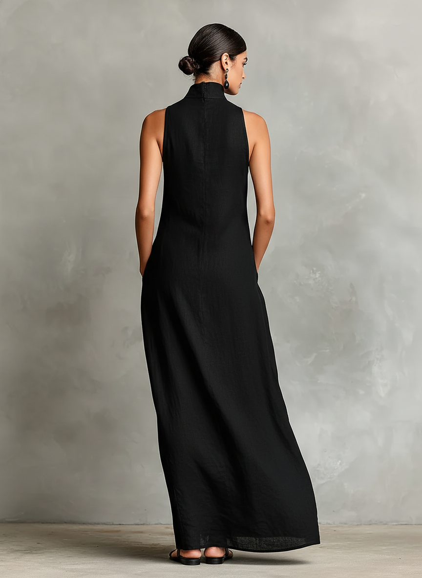 Caterina | Abito lungo nero minimalista