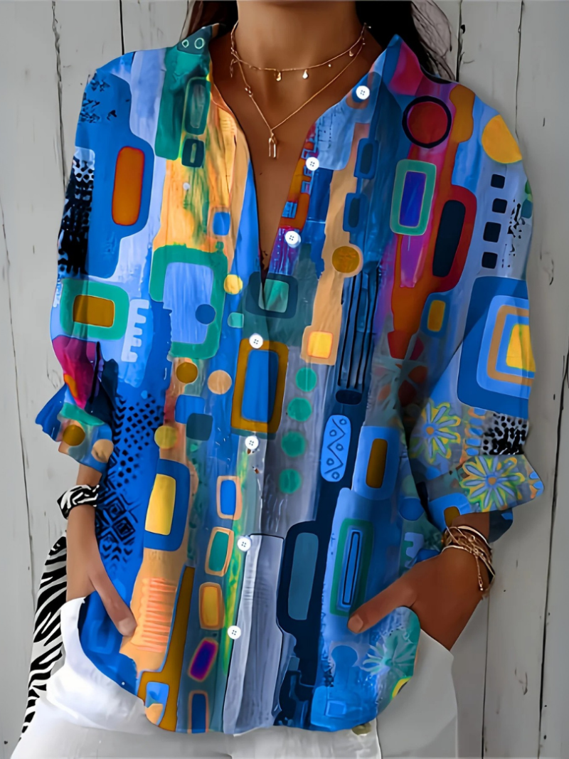 Bruna | Camicia artistica dai colori vivaci con bottoni