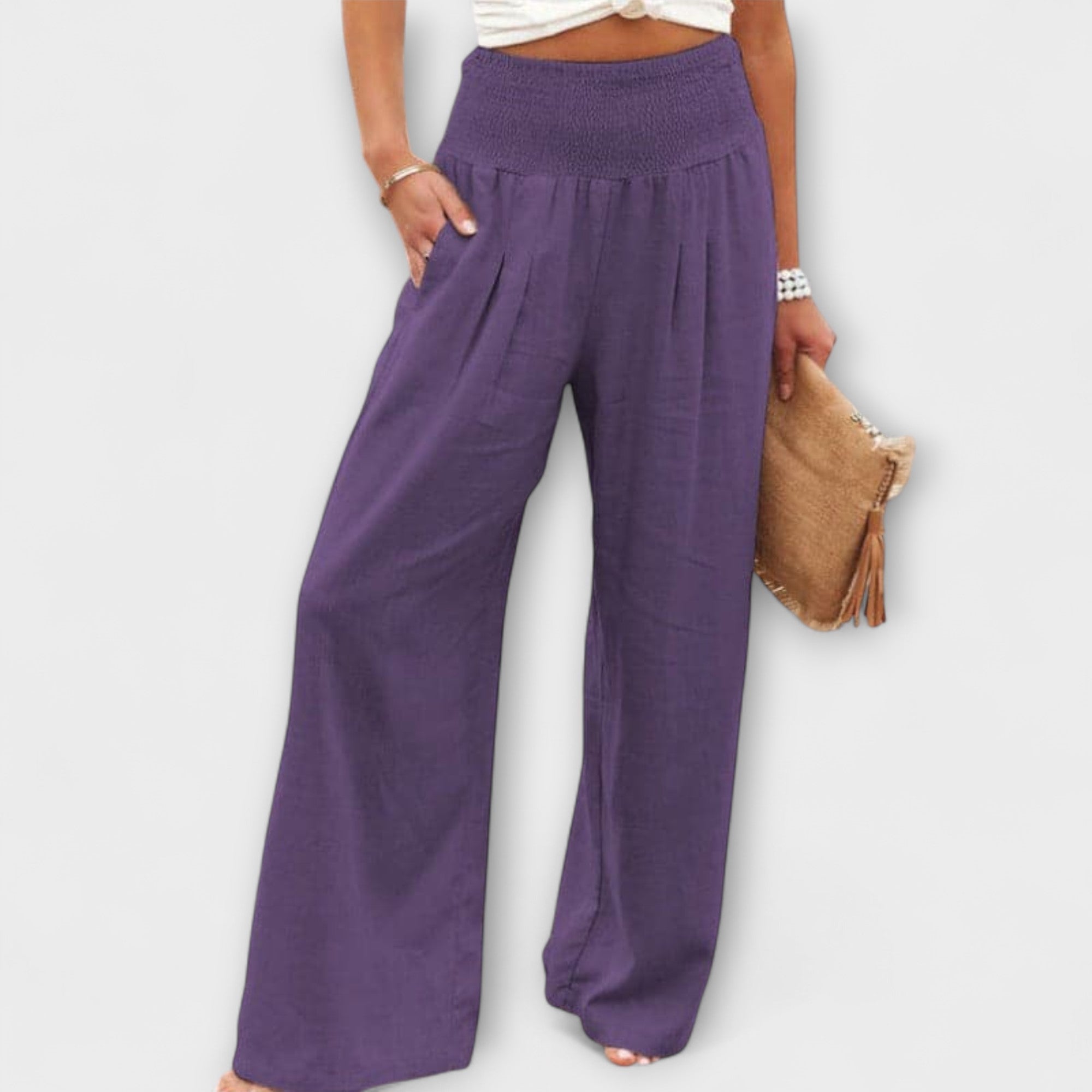 Thearya - Pantaloni Larghi in Lino Casual