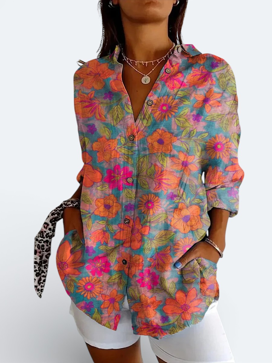 Mariella | Camicia artistica dai colori vivaci con bottoni