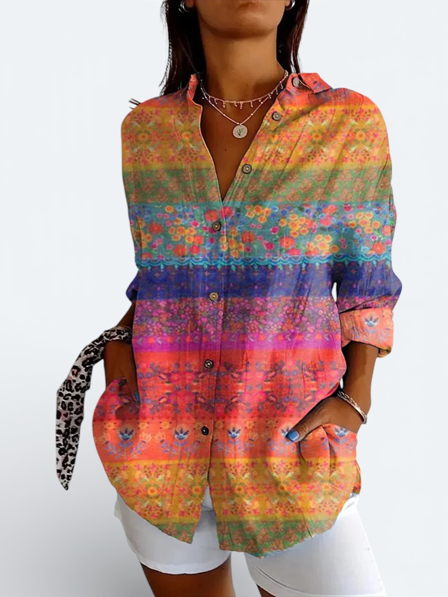 Mariella | Camicia artistica dai colori vivaci con bottoni