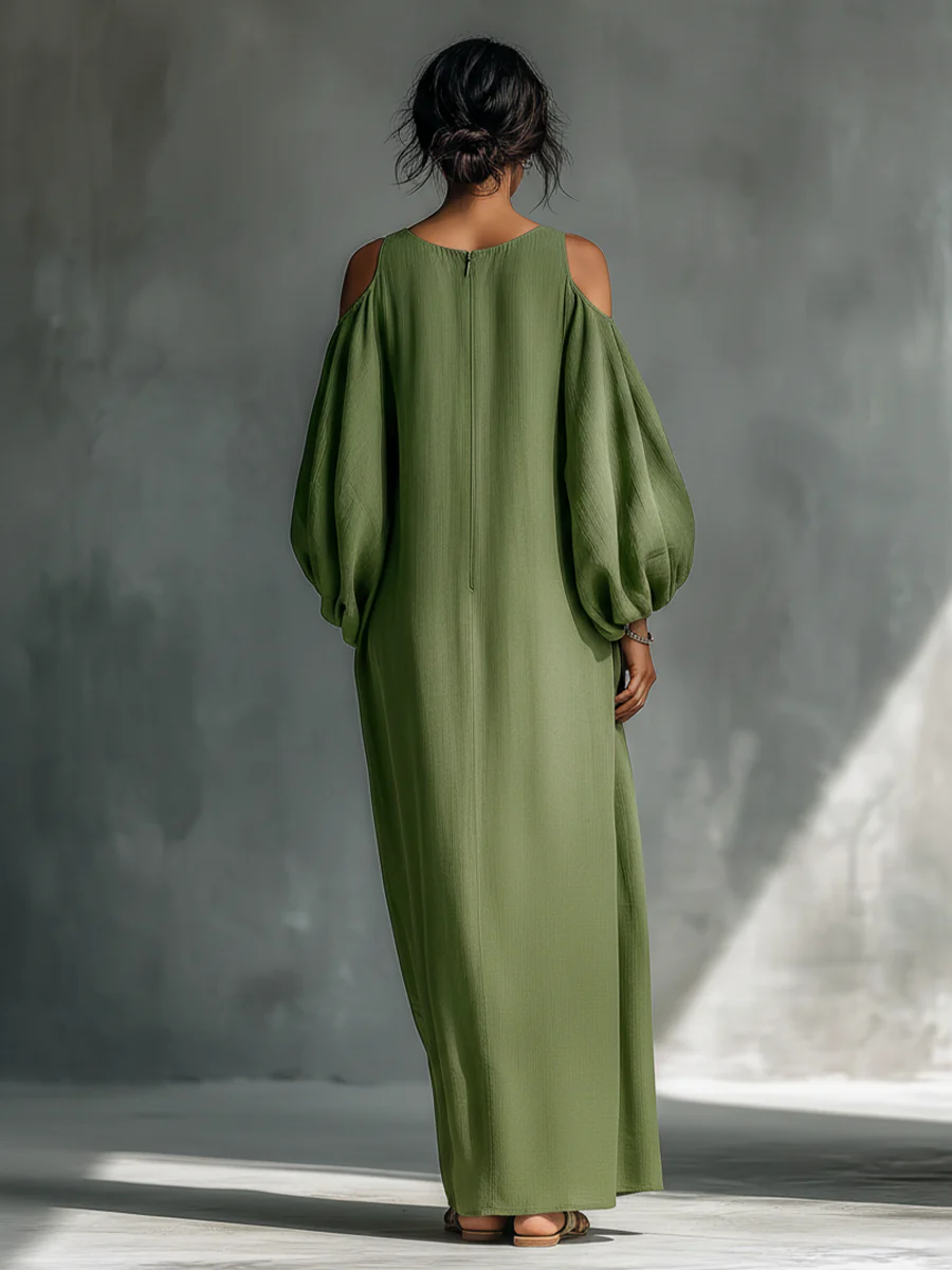 Anika | Abito Maxi con Maniche a Sbuffo Verde
