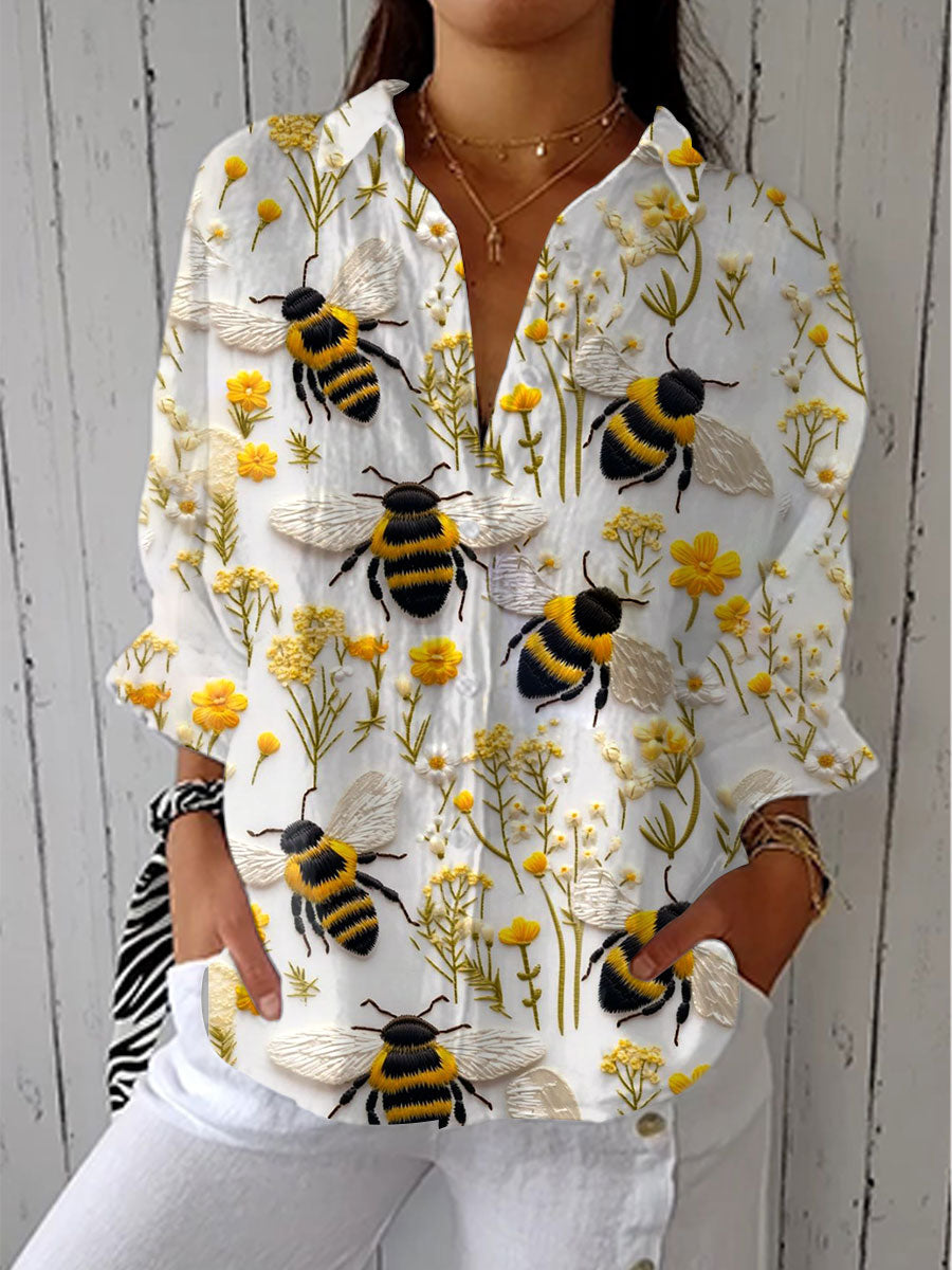 Patrizia | Camicia con api dorate