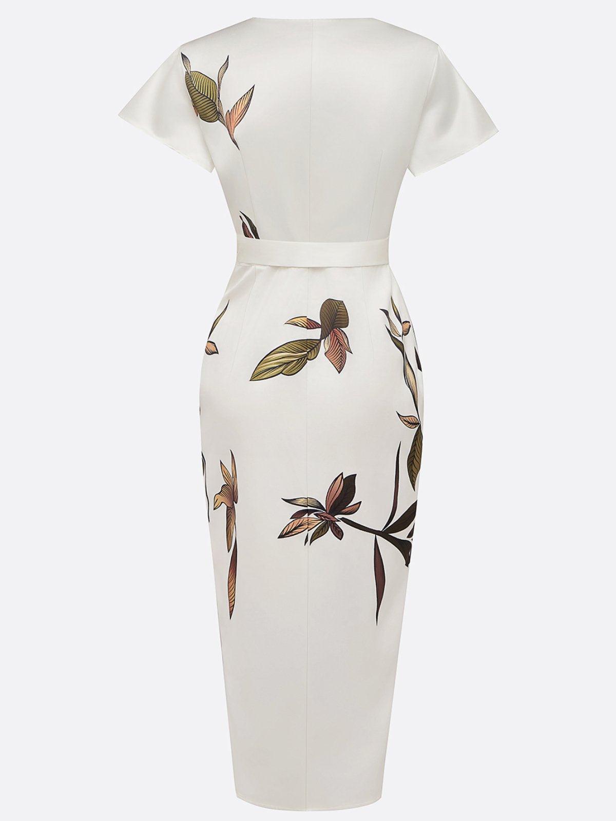 Judy | Abito Midi in Satin a Maniche Corte Bianco