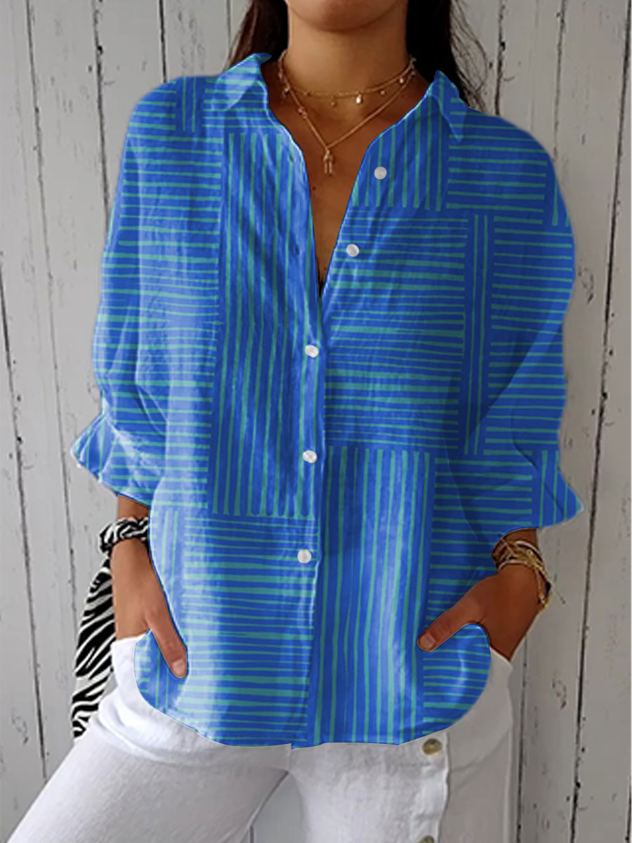 Antonella | Camicia a righe azzurre