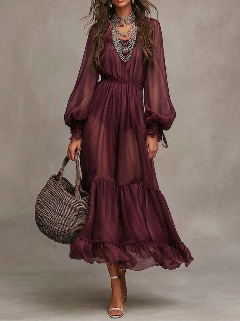 Gerda | Abito Midi Elegante con Collo a V