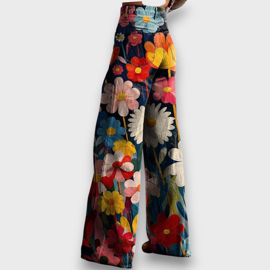 Talira – Pantaloni larghi con anima floreale