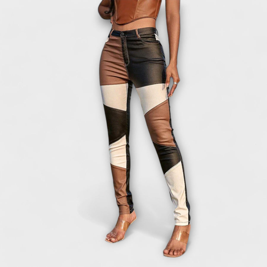 Calliope - Pantaloni con Motivo a Blocchi di Colore