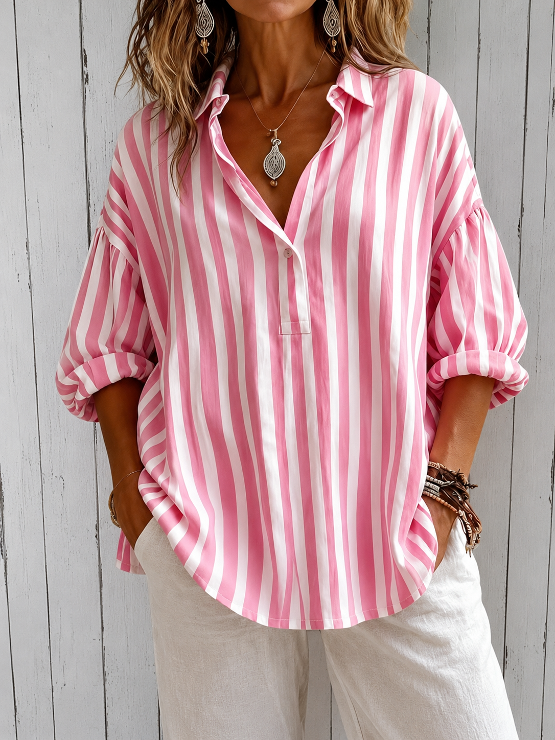 Marisa | Camicia ampia a righe con colletto