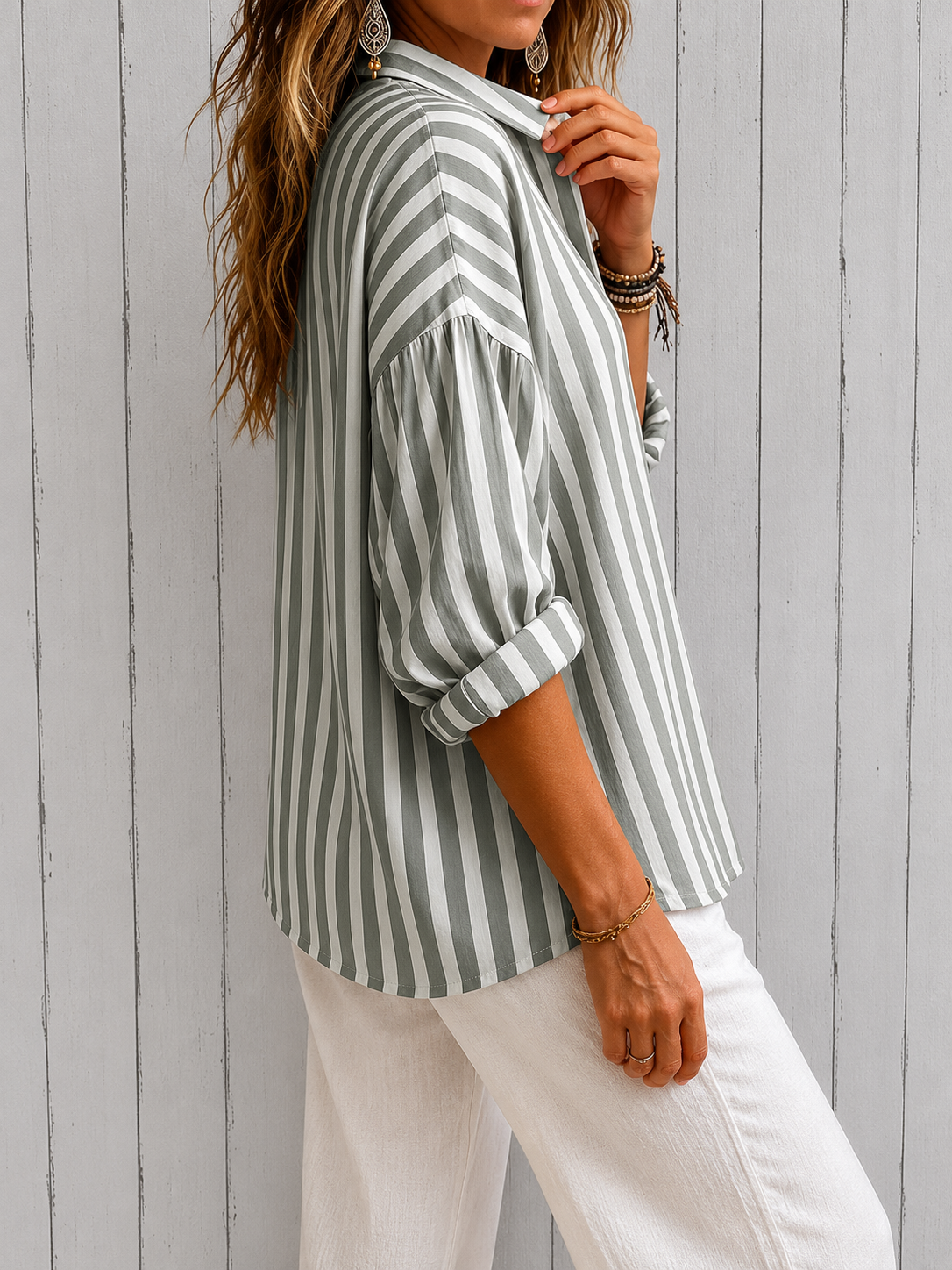 Marisa | Camicia ampia a righe con colletto
