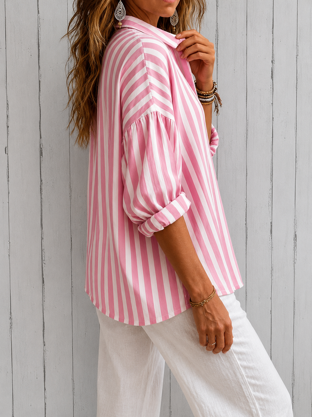 Marisa | Camicia ampia a righe con colletto